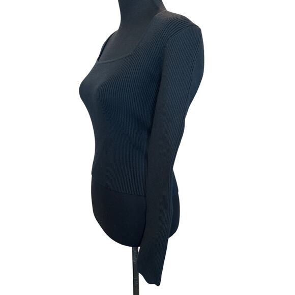 New ~ OPEN EDIT NORDSTROM ~ Viscose Black Long Sleeve Knitted Blouse Top Size S - Picture 5 of 8